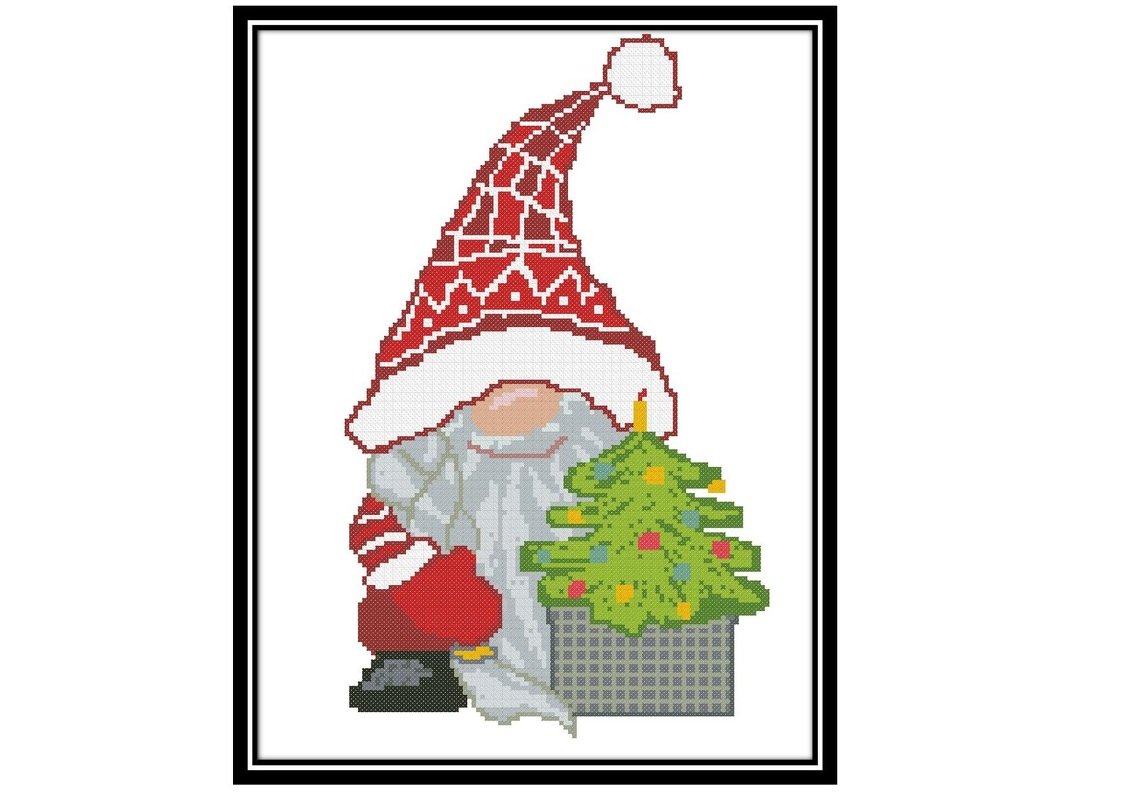 Christmas Gnome Modern Cross Stitch Pattern