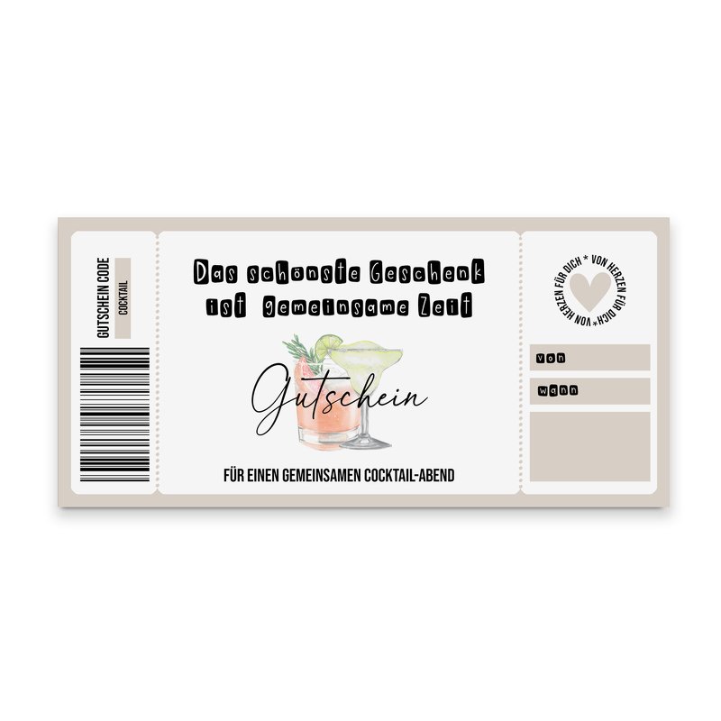 Gutschein zum Ausdrucken COCKTAIL Abend digitale Datei Gutschein DOWNLOAD - Bild 4