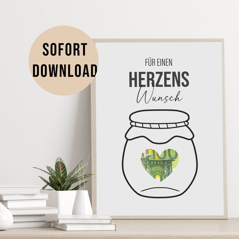 Poster GELDGESCHENK HERZENSWUNSCH Geschenk DOWNLOAD