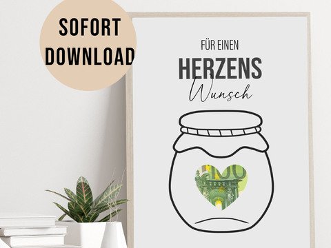 Poster GELDGESCHENK HERZENSWUNSCH Geschenk DOWNLOAD
