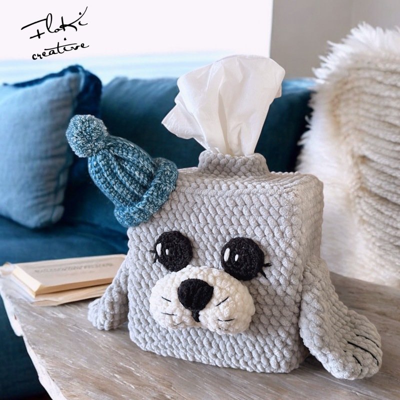 Sparset Taschentuchboxen Alpaka und Robbe mit Tasche, Häkelanleitungen - Bild 5