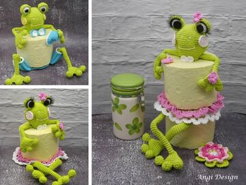 Häkelanleitung Klopapier Halter "Fröschlein Koko & Koketta"