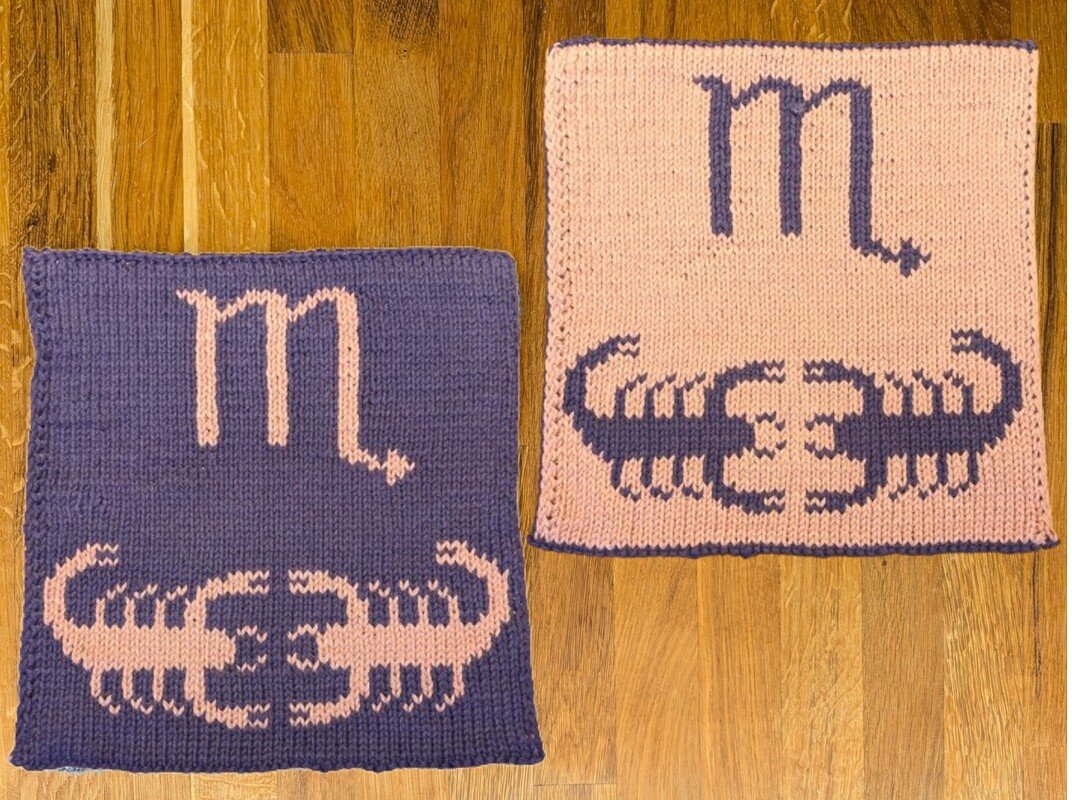 Doubleface Strickanleitung Sternzeichen "Skorpion"