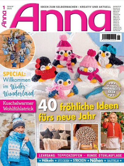 Pinguine geh&auml;kelt mit gestrickten Schals und M&uuml;tzen