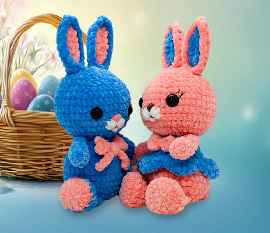 Amigurumi Bunnies. Crochet pattern. Two crochet bunnies. PDF tutorial. - Image 2