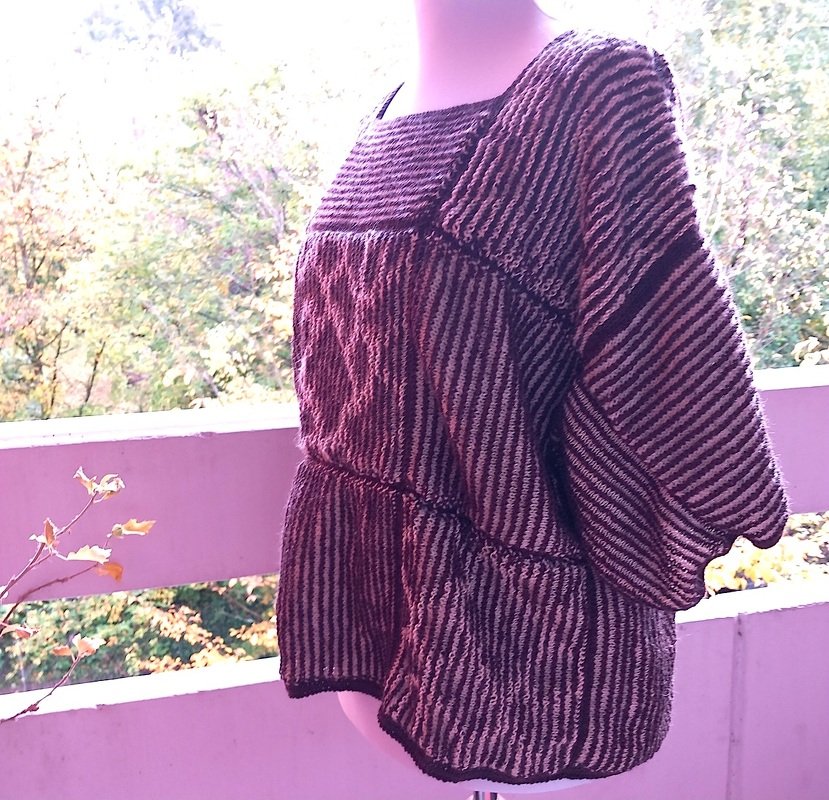 Afroncho - Patchworkpulli mit Schattenstrickmustern Zebra, Leo und Giraffe