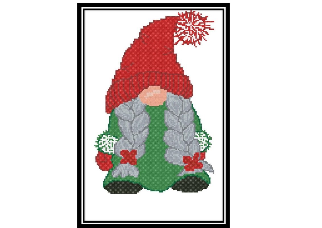Christmas Gnomes modern cross stitch ,Weihnachtszwerge modernes Kreuzstichm