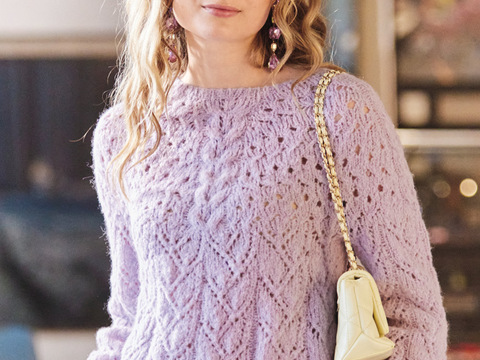 Passenpulli mit Ajourmuster und Zopf