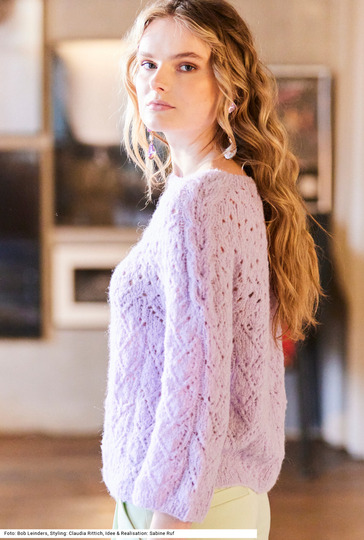 Passenpulli mit Ajourmuster und Zopf