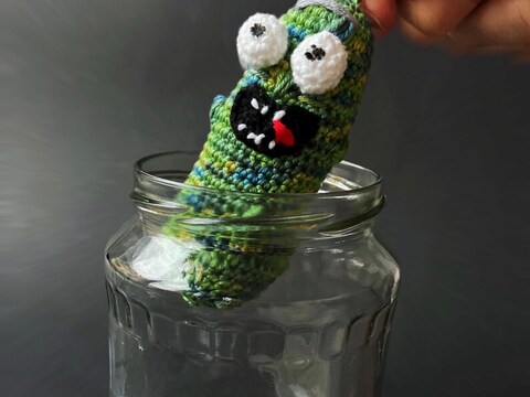 Funny Pickle Cucumber Amigurumi Crochet Pattern Keychain