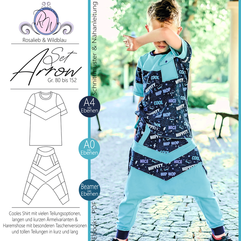 E-Book Kombi Arrow Shirt und Hose Gr. 80 bis 152