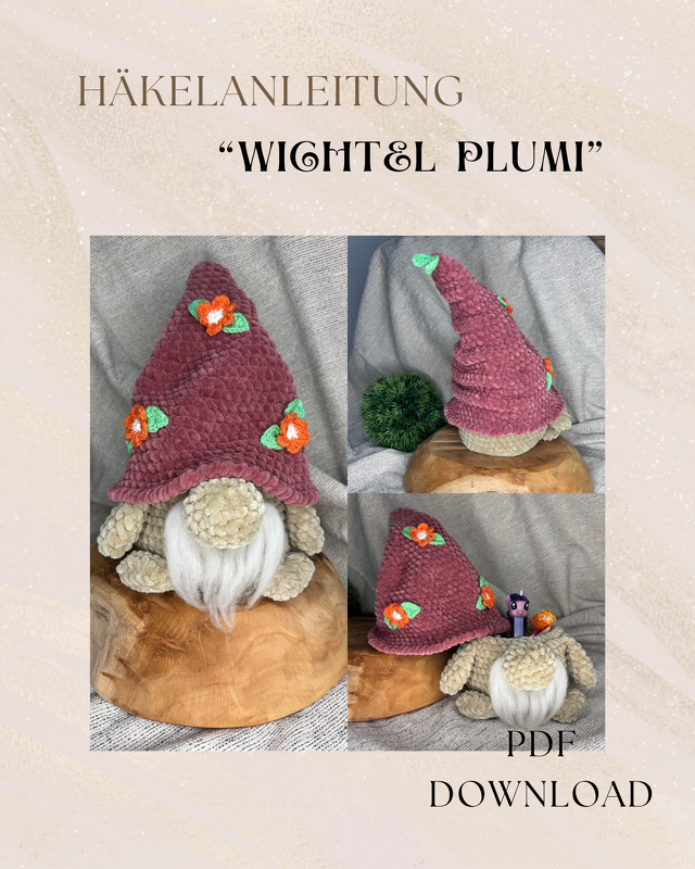 Häkelanleitung "Wichtel Plumi" zum befüllen, PDF, Digitaler Download