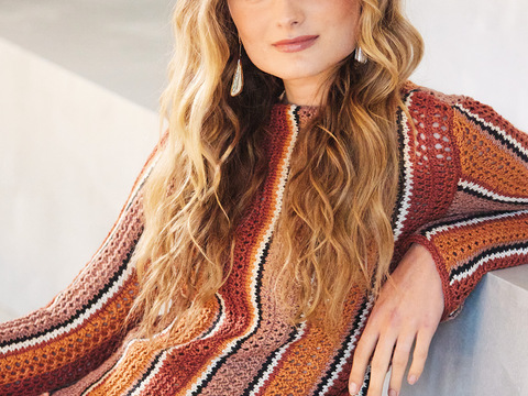 Quergestrickter Streifen-Pulli