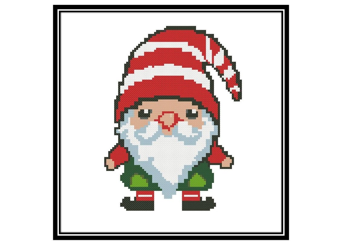 Christmas Cross Stitch Pattern, gnome design The Christmas dwarf