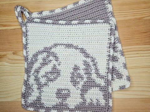 Häkelanleitung Topflappen "Hundeblick"