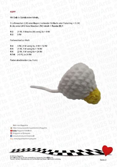 kleine Gans ohne Zusammennähen - Häkelanleitung von NiggyArts