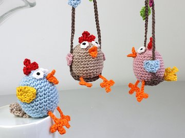 Hen on Swing - Easter Decoration, Car Rear View Mirror Pendant