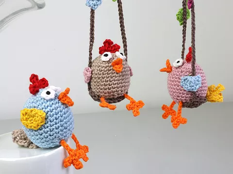 Huhn auf Schaukel - Osterdeko, Rückspiegel-Anhänger Auto