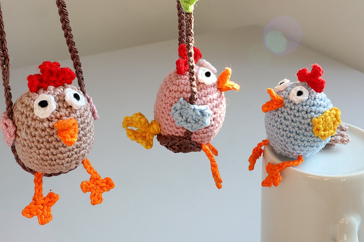 Hen on Swing - Easter Decoration, Car Rear View Mirror Pendant - Image 5