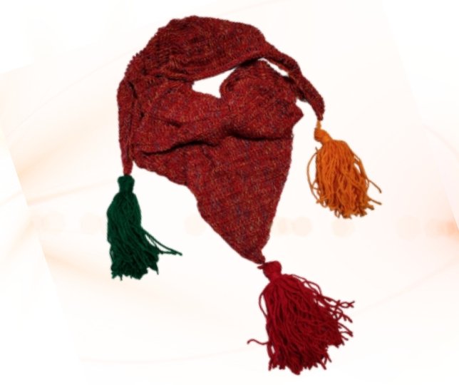 Triangular shawl with tassels "TUNISIAN" crocheted – perfect for beginners