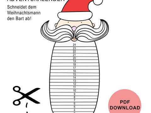 Adventskalender DOWNLOAD Weihnachtsmann Bart