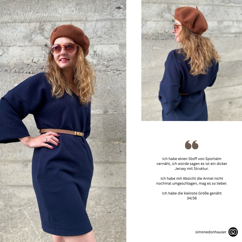 TARA - Kleid mit V-Ausschnitt und 3/4 Ärmeln - Gr. 34-56 - Bild 6