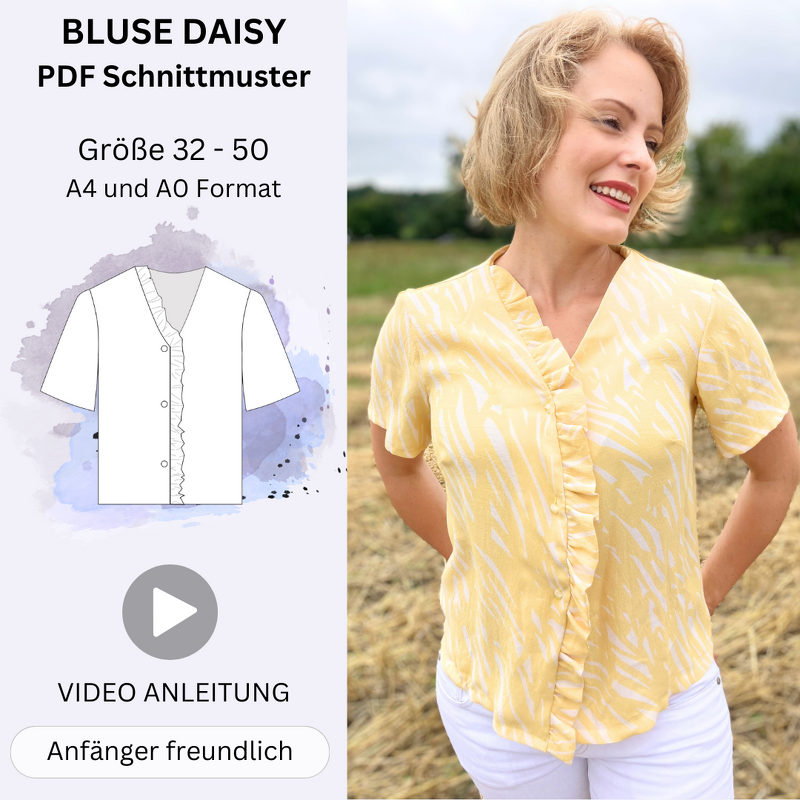 Daisy - Bluse mit Rüsche am Ausschnitt - Gr. 32-50