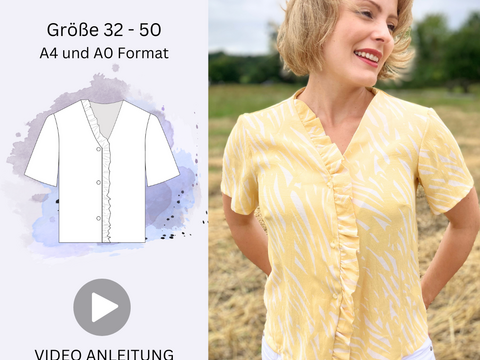 Daisy - Bluse mit Rüsche am Ausschnitt - Gr. 32-50