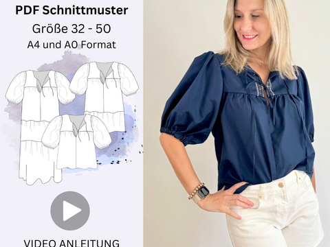 Poppy - Bluse mit Variante Tunika und Kleid - Gr. 32-50