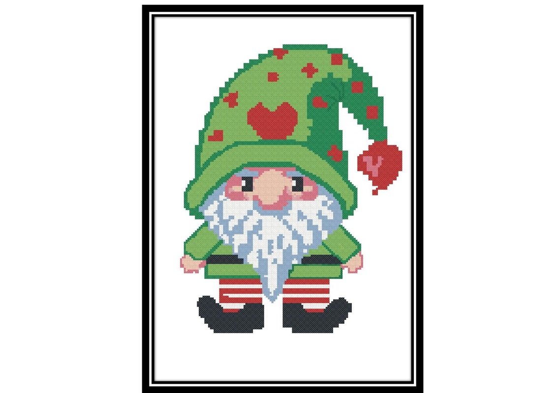 Christmas gnomes cross stitch, Christmas ornaments embroidery