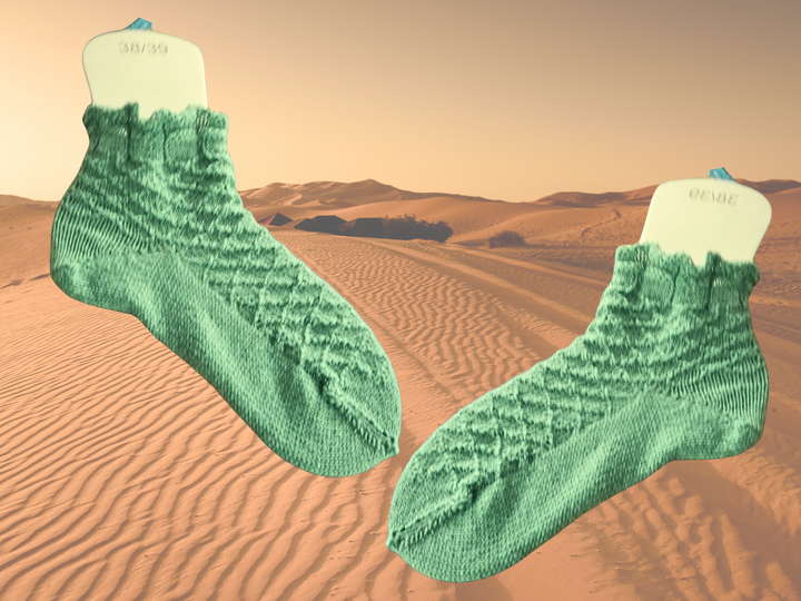 Toe-up-Socken Strickmuster Hishigata - Anleitung für Strickliebhaber