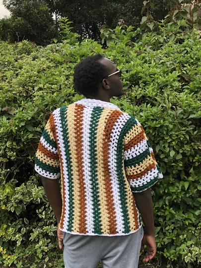 Vintage Crochet Shirt Pattern, Simple Men's Mesh Crochet Shirt Pattern