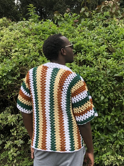 Vintage Crochet Shirt Pattern, Simple Men's Mesh Crochet Shirt Pattern