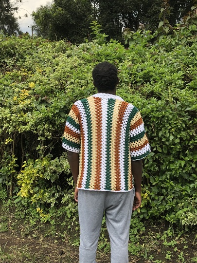 Vintage Crochet Shirt Pattern, Simple Men's Mesh Crochet Shirt Pattern