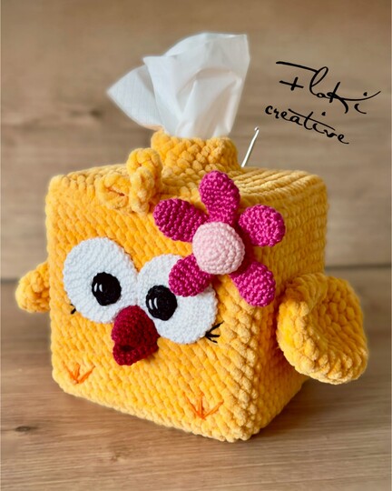 Taschentuchbox, Küken mit Tasche,Häkelanleitung, DIY