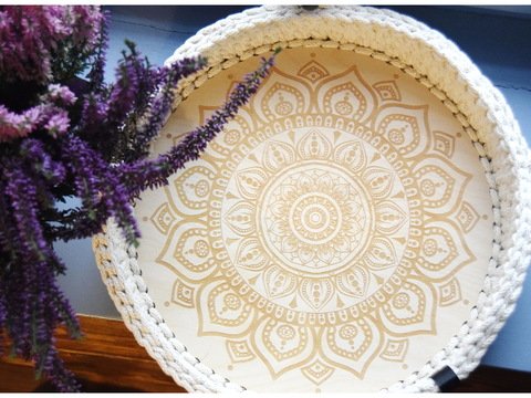 + MANDALA + Tablett mit Holzboden häkeln, verschiedene Größen, Muttertag