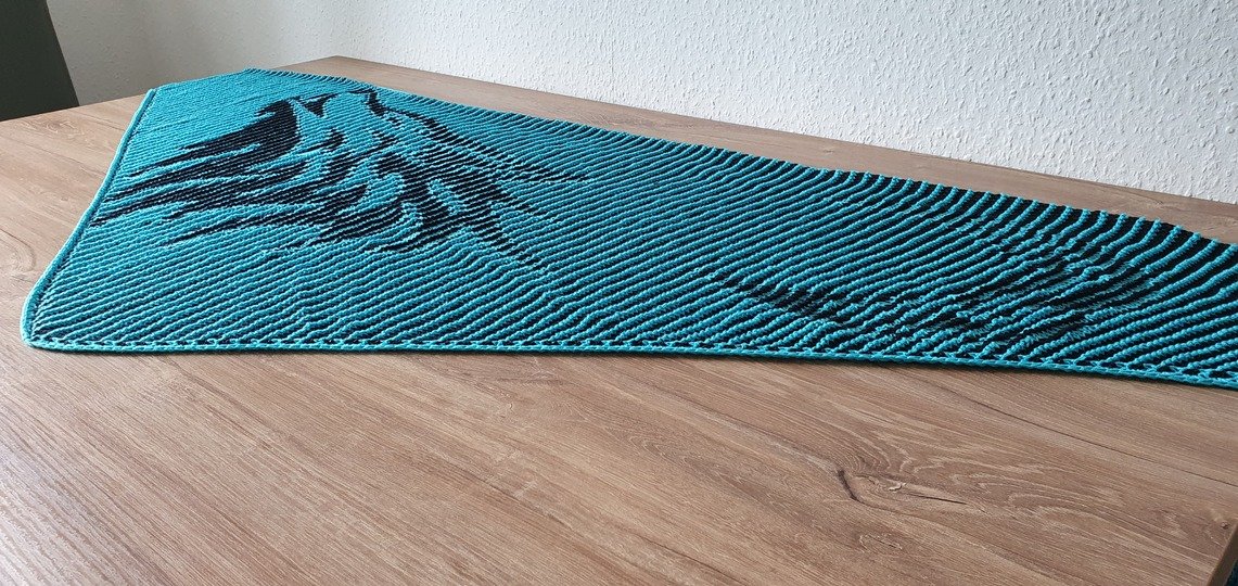 Wolf, Schattenstricken, Illusionsstricken, Motivtuch