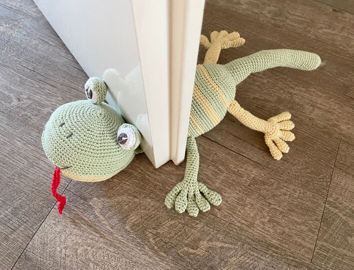 Häkelanleitung Eidechsen Türstopper
