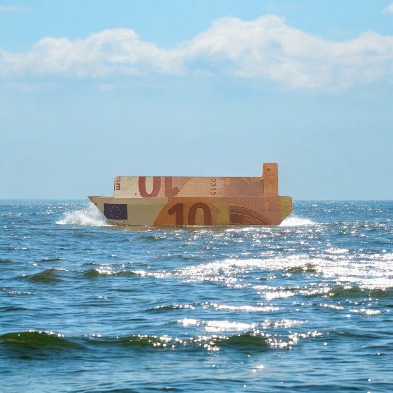 Origami Geldschein Containerschiff (*)