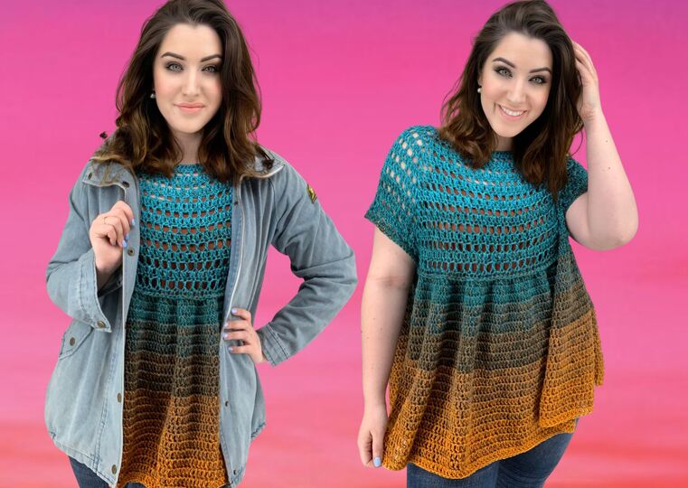 Häkelanleitung "1-BOBBEL-TUNIKA VINTAGE OCEAN"