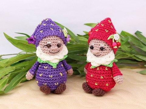 Deko (Anhänger) Wichtel (Zwerge) "Beeren" (2 Gr.: 14 cm./10 cm.)