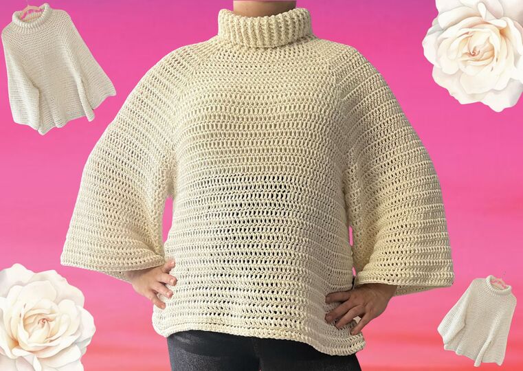 Häkelanleitung Pullover "EASY ROLLKRAGEN"