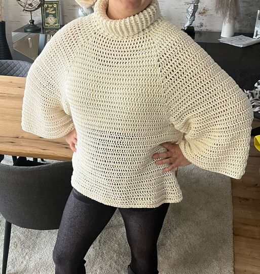 Häkelanleitung Pullover "EASY ROLLKRAGEN"