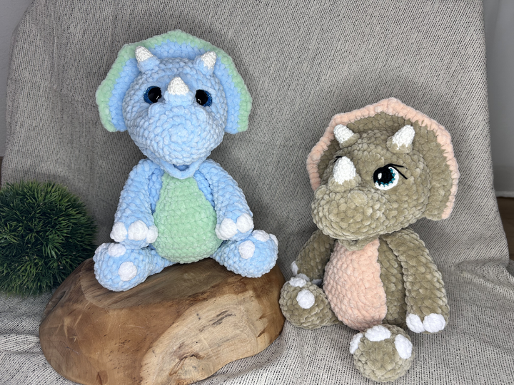 Häkelanleitung "Triceratops Eddie", PDF, Digitaler Download