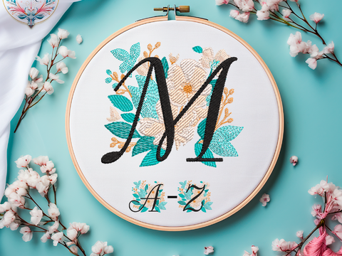 Blumen Initialen Alphabet A-Z mit Blumen