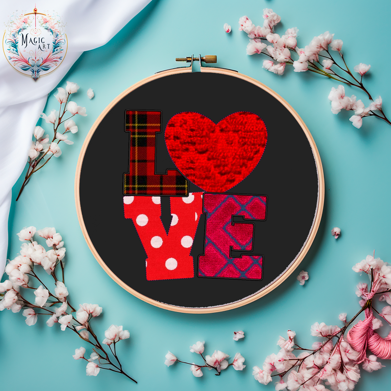 Stickdatei Applikation LOVE Hochzeit Valentinstag