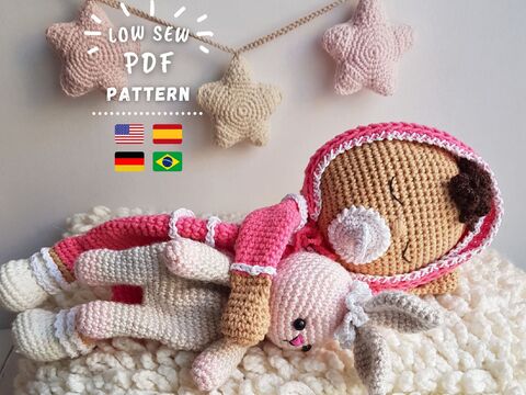 Häkelanleitung, niedliches Kuschel-Baby mit Hase
