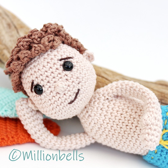 Surf Dolls Boy and Girl Crochet Pattern Amigurumi Surfboards Bikini Shorts