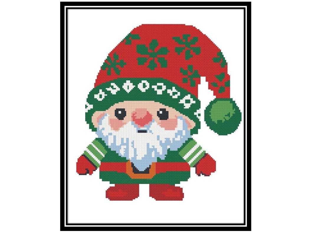 Christmas gnomes cross stitch, Christmas ornaments embroidery, Funny christ
