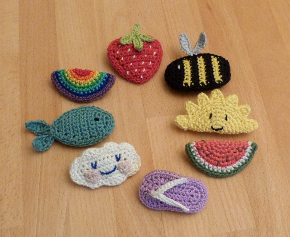 Häkelanleitung für Haarspangen "Sommer", 8 Modelle